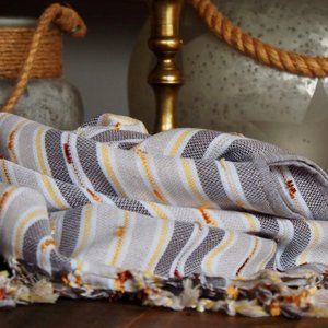 Sand Free Bohemian Beige Turkish Towels - 100% Cotton Boho Beach Bath Towel